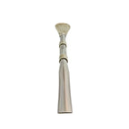 Straight vertical front view of the Double Ring Alpaca Bombillón highlighting its precise symmetry and premium silver finish.