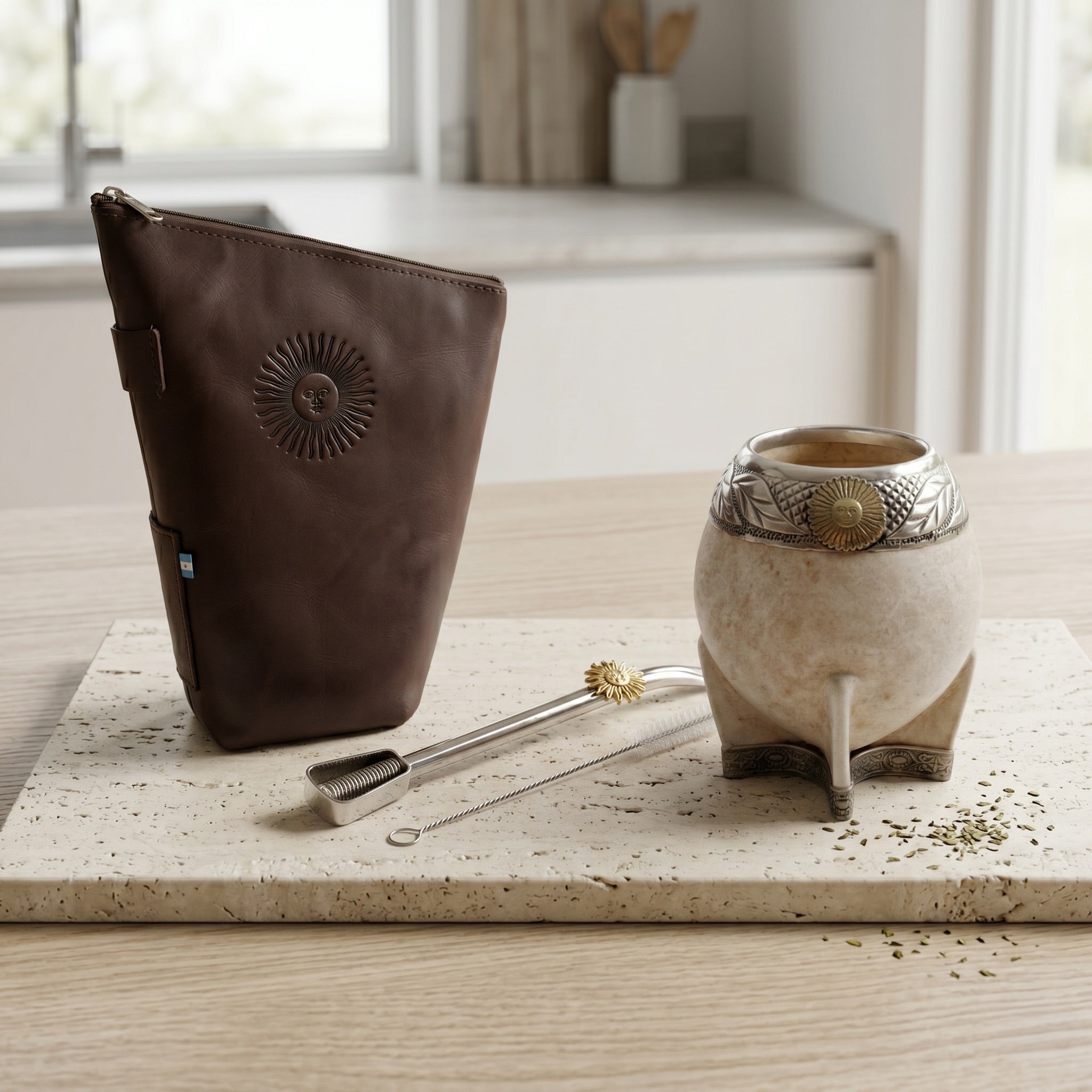 Sol de Mayo | Leather Yerba Pouch