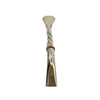 Straight vertical front view of the Lathe-Turned Alpaca Bombillón, showing the wide spoon filter and twisted stem profile.