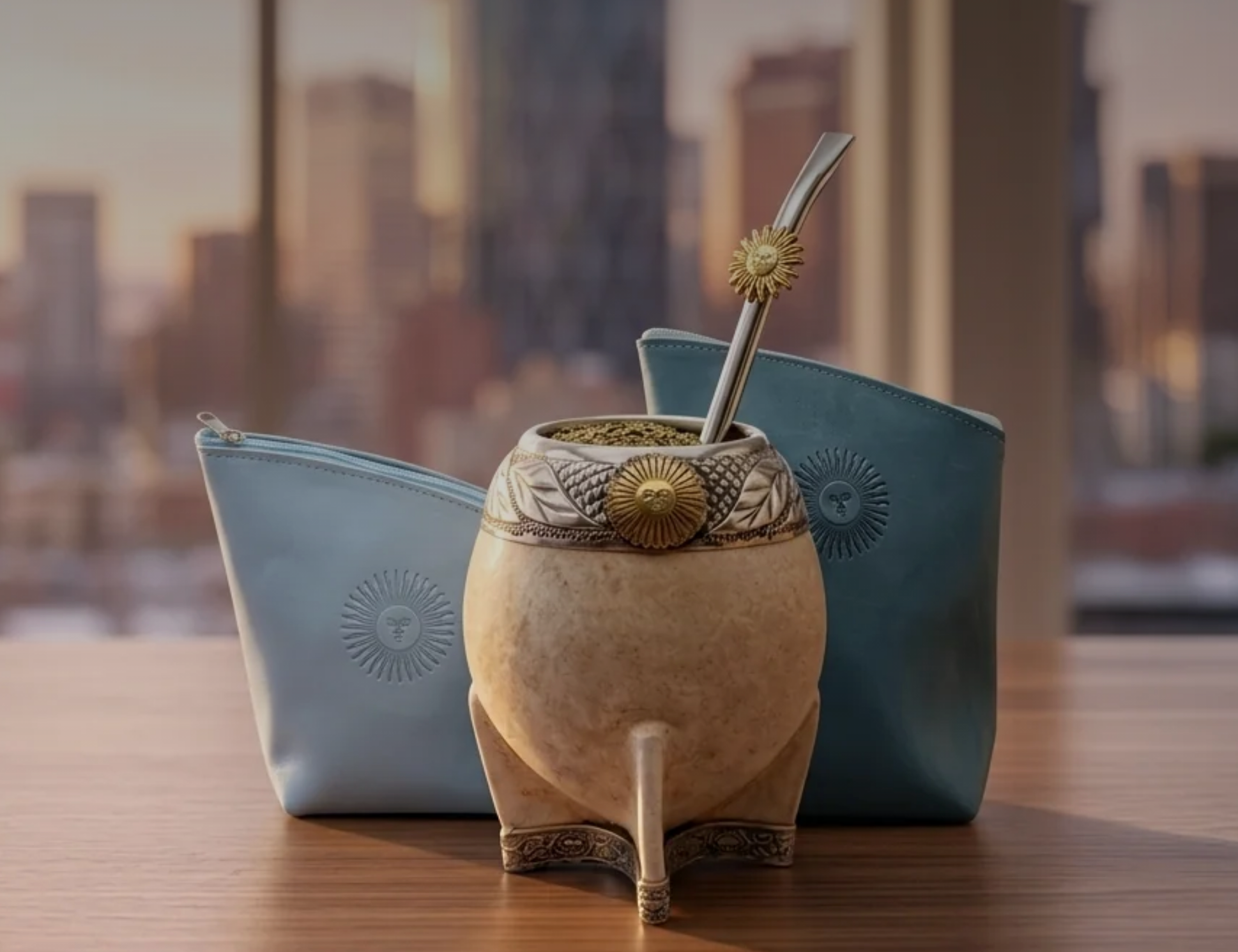 Cielito - Set de Mate Torpedo de Cuero Crudo