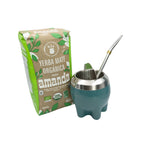 The Organic Master Mate Kit featuring a 500g bag of Amanda Organic Yerba Mate, a lagoon teal Paton stainless steel mate cup, a premium bombilla, and a yerba separator tool.