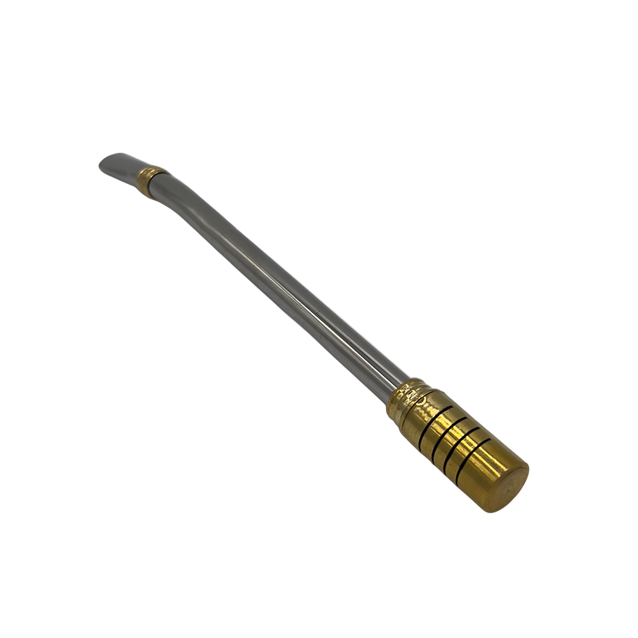 Altiplano premium bombilla set featuring a high-grade stainless steel body with elegant gold-plated rings and a cylindrical filter.