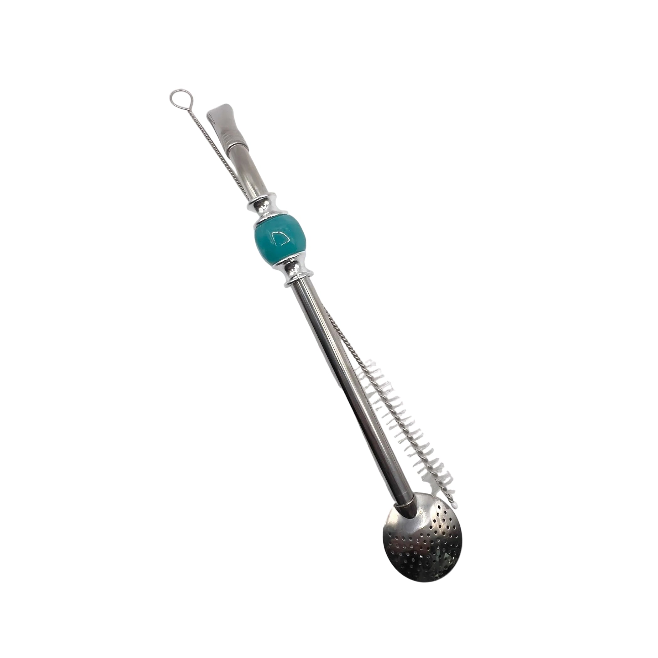 Complete Andina bombilla set including stainless steel straw and specialized cleaning brush - Luv Mate.