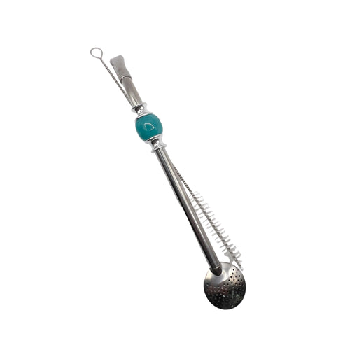 Complete Andina bombilla set including stainless steel straw and specialized cleaning brush - Luv Mate.