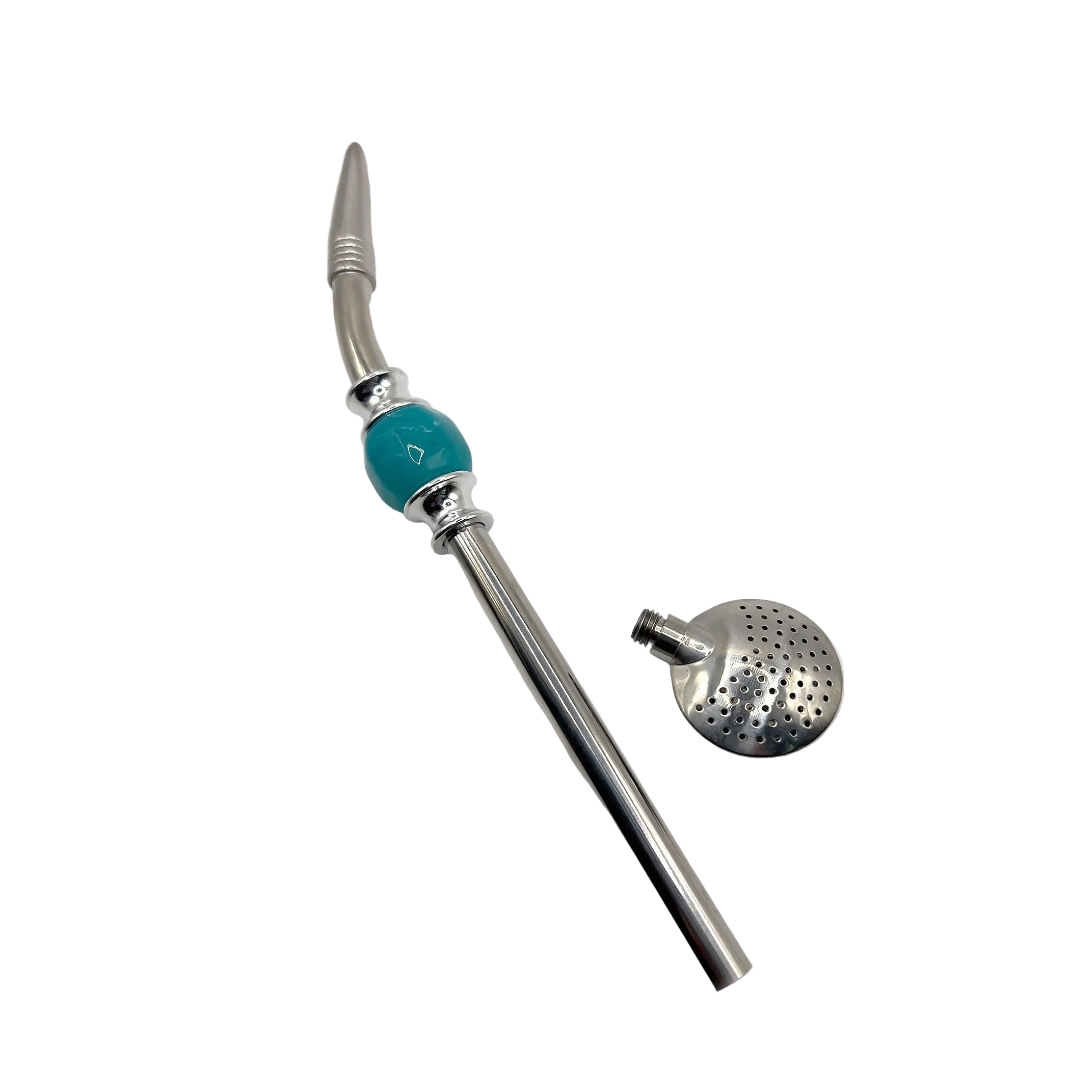 Stainless steel Andina bombilla showing the removable screw-on filter for easy cleaning - Luv Mate