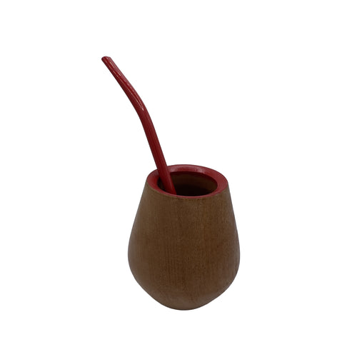 Handcrafted wooden mate gourd and bombilla set, perfect for a modern and colorful ritual.
