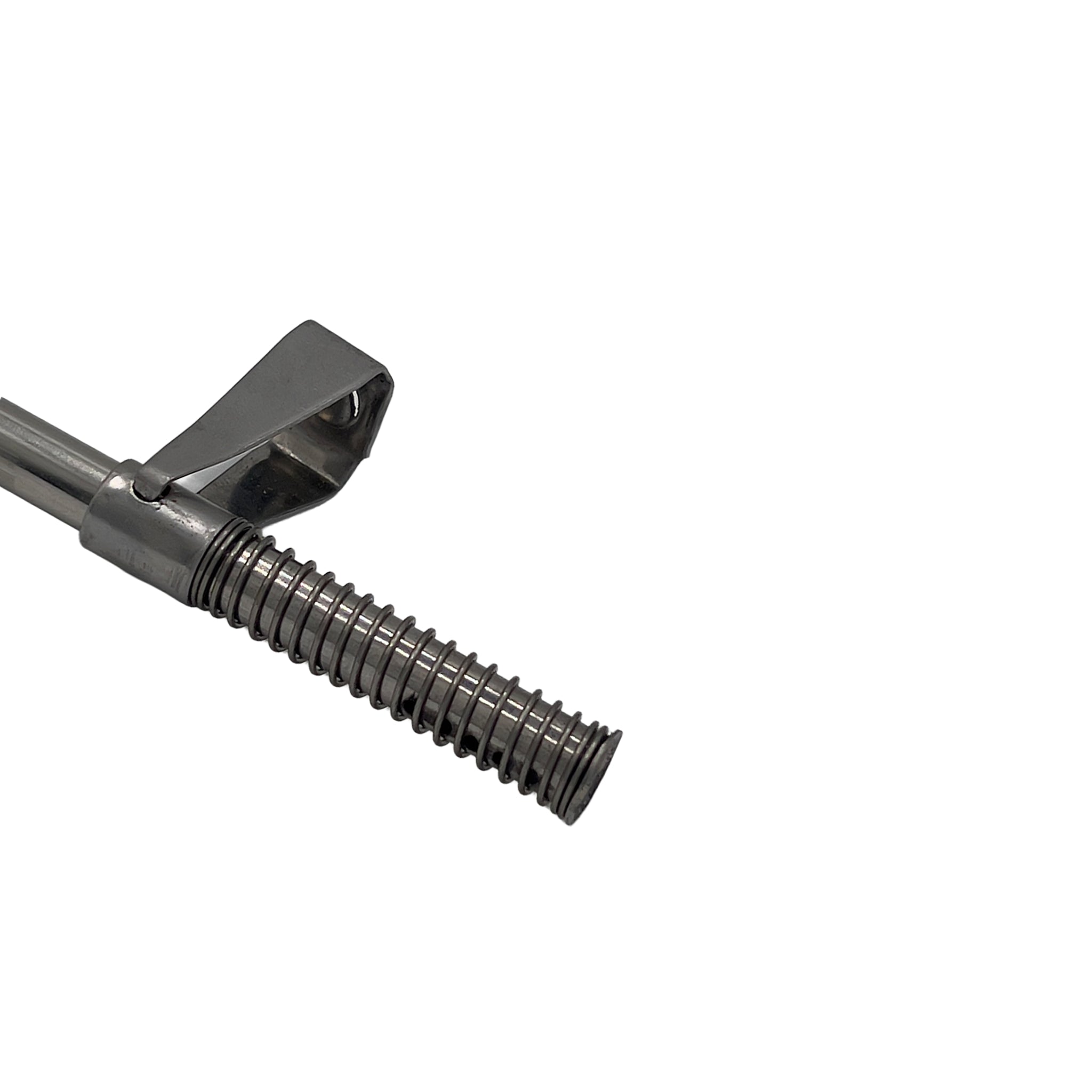 Close-up of the pulled-back filter mechanism, allowing for effortless cleaning of the bombilla's core.