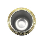 Top-down view of the Chacarera mate gourd showcasing the hygienic stainless steel interior and the decorative golden rim design