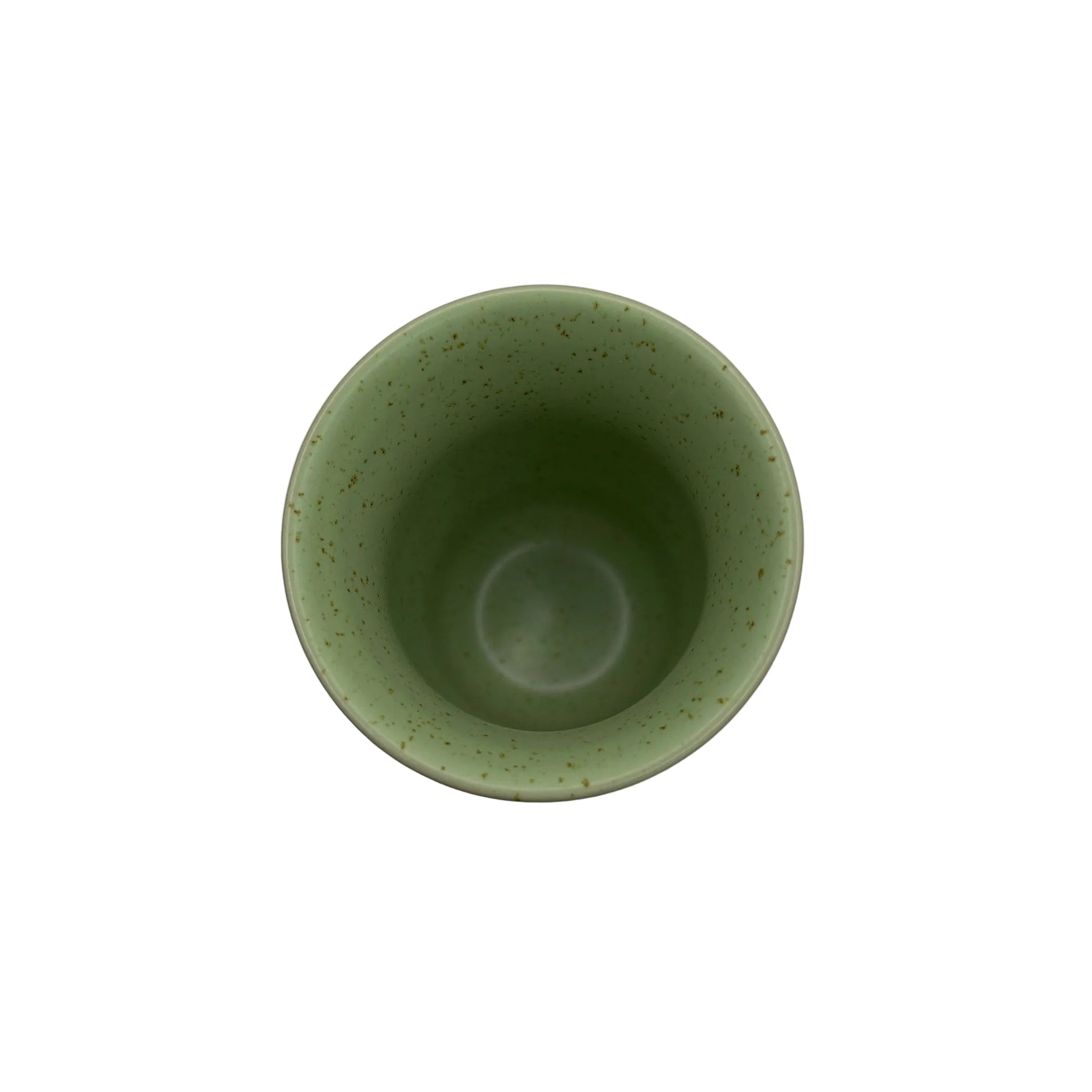 Bird's-eye view of the Summer Green Cueca mate gourd displaying its organic texture and durable ceramic build.