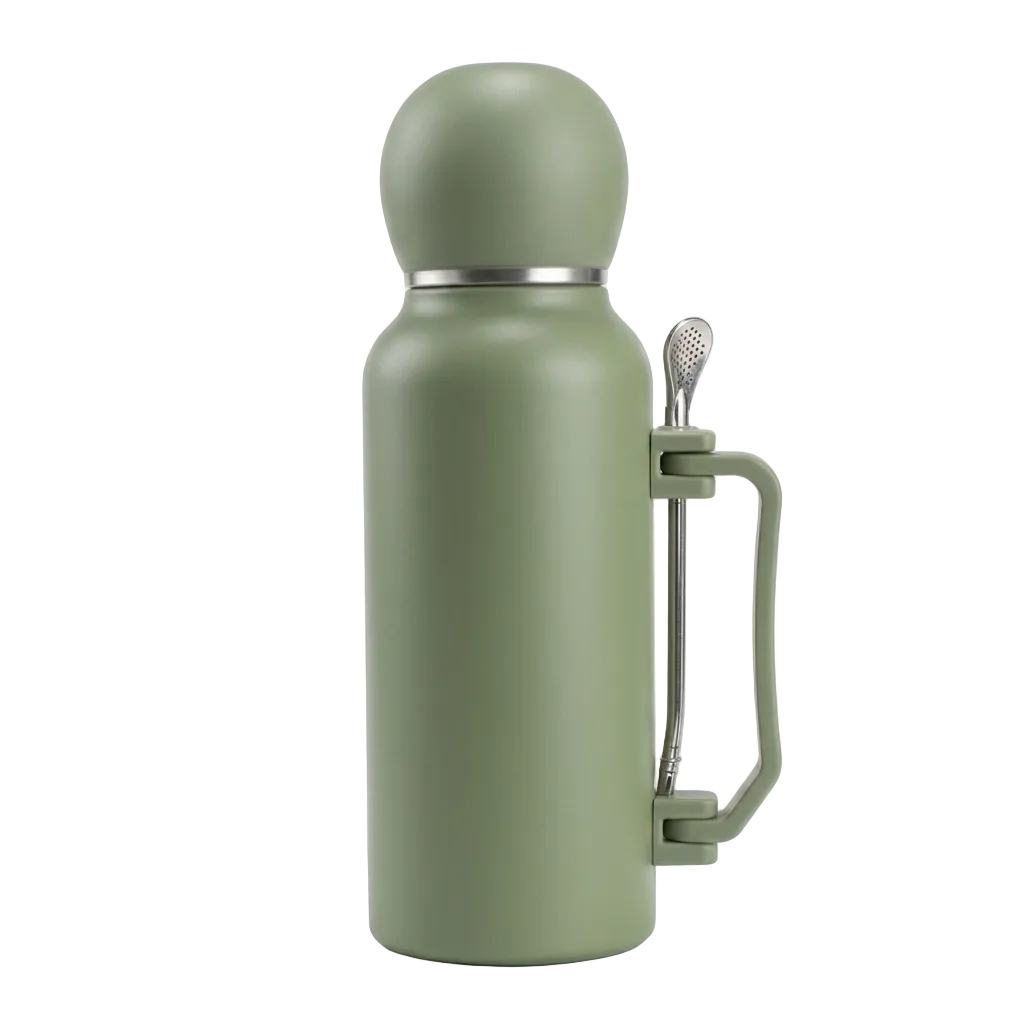 CUYO All-in-One Stainless Steel Mate Set in Sage Green with integrated gourd lid and bombilla straw