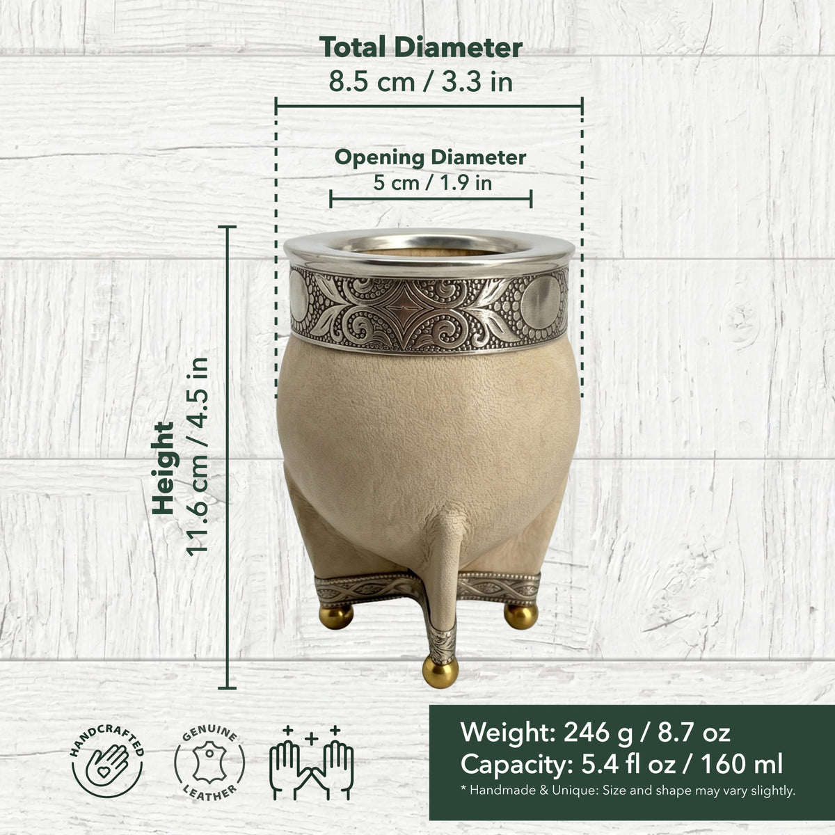 Valseado - Set de Mate Imperial de Cuero Crudo Cincelado