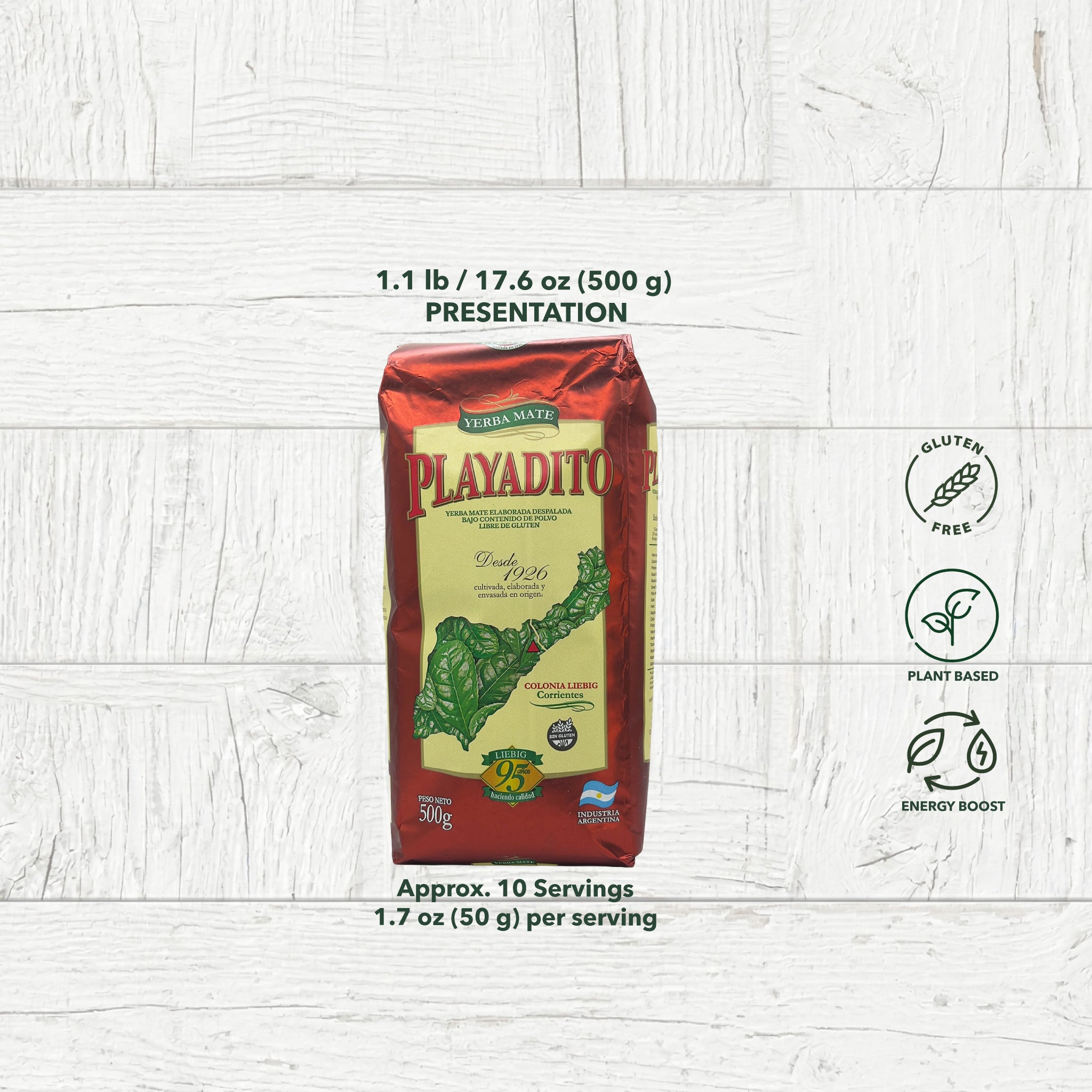 Playadito Pure Leaf (Despalada) Yerba Mate - 500g