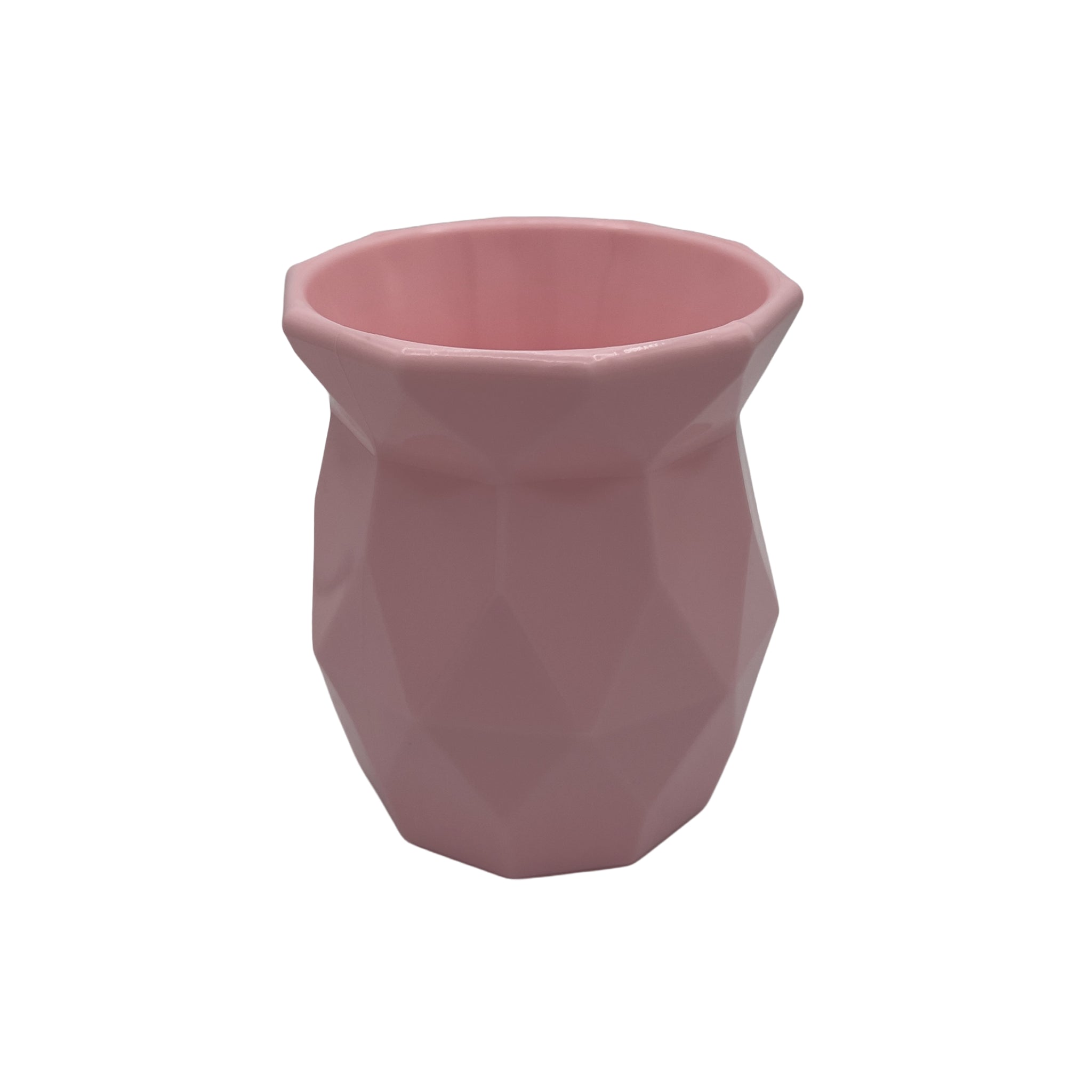 Pastel pink faceted mate cup front view