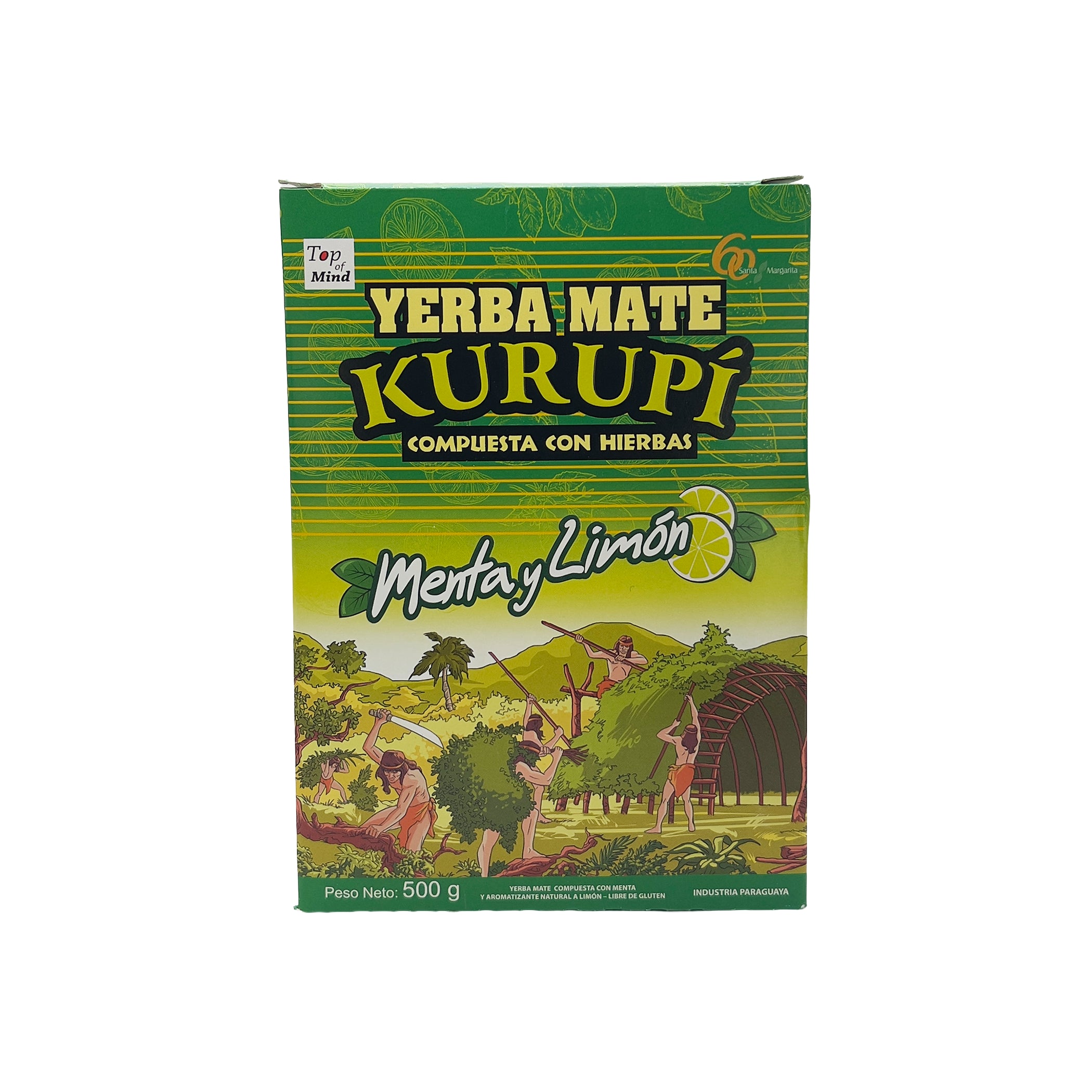 Back of Kurupí Traditional pack highlighting its natural aging process and the authentic flavour of Paraguayan yerba mate.
