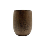 Side view of the handcrafted Malambo mate gourd made of solid Algarrobo wood, highlighting its natural grain and finish