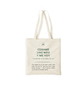 Natural cotton canvas tote bag featuring the Spanish phrase 'Cebame uno más y me voy' in a minimalist font, perfect for mate culture lovers.