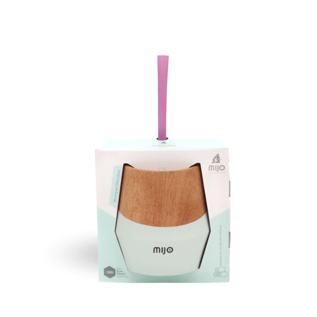 Aquamarine Mijo Mate Gourd Set. Eco-friendly reclaimed Calden wood yerba mate cup with a modern blue color-block design.