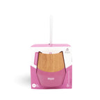 Azalea pink Mijo Mate Gourd Set. Vibrant color-block reclaimed wood yerba mate cup with stainless steel bombilla straw.
