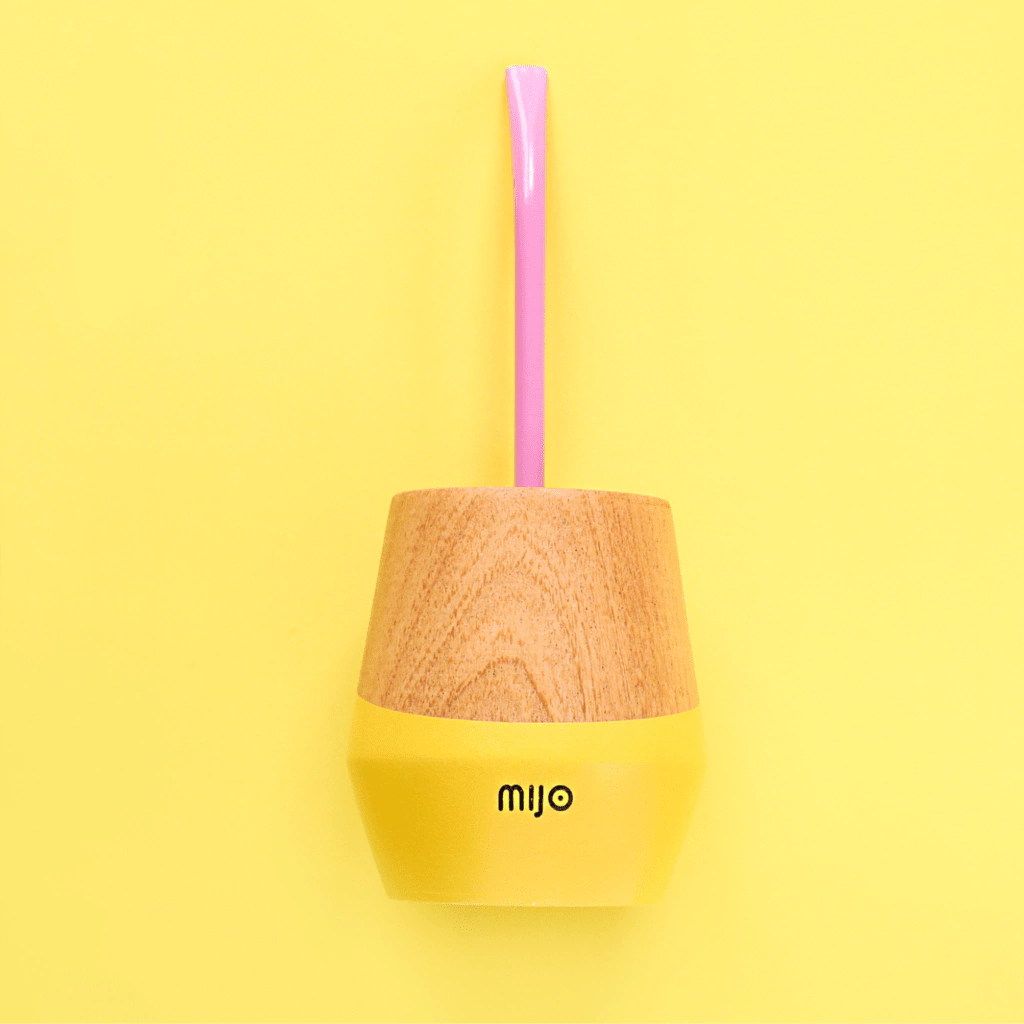 The premium Mijo yerba mate gourd in Sunshine Yellow inside its original box, perfect for eco-conscious gifting.