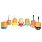 he Mijo Mate Gourd Set in Sunshine Yellow, Aquamarine, and Azalea. Modern reclaimed wood yerba mate cups with bombilla straws