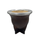 Pericón Camionero Mate Gourd in Quebracho Brown, handcrafted with premium thick leather and a sleek aluminum finish.