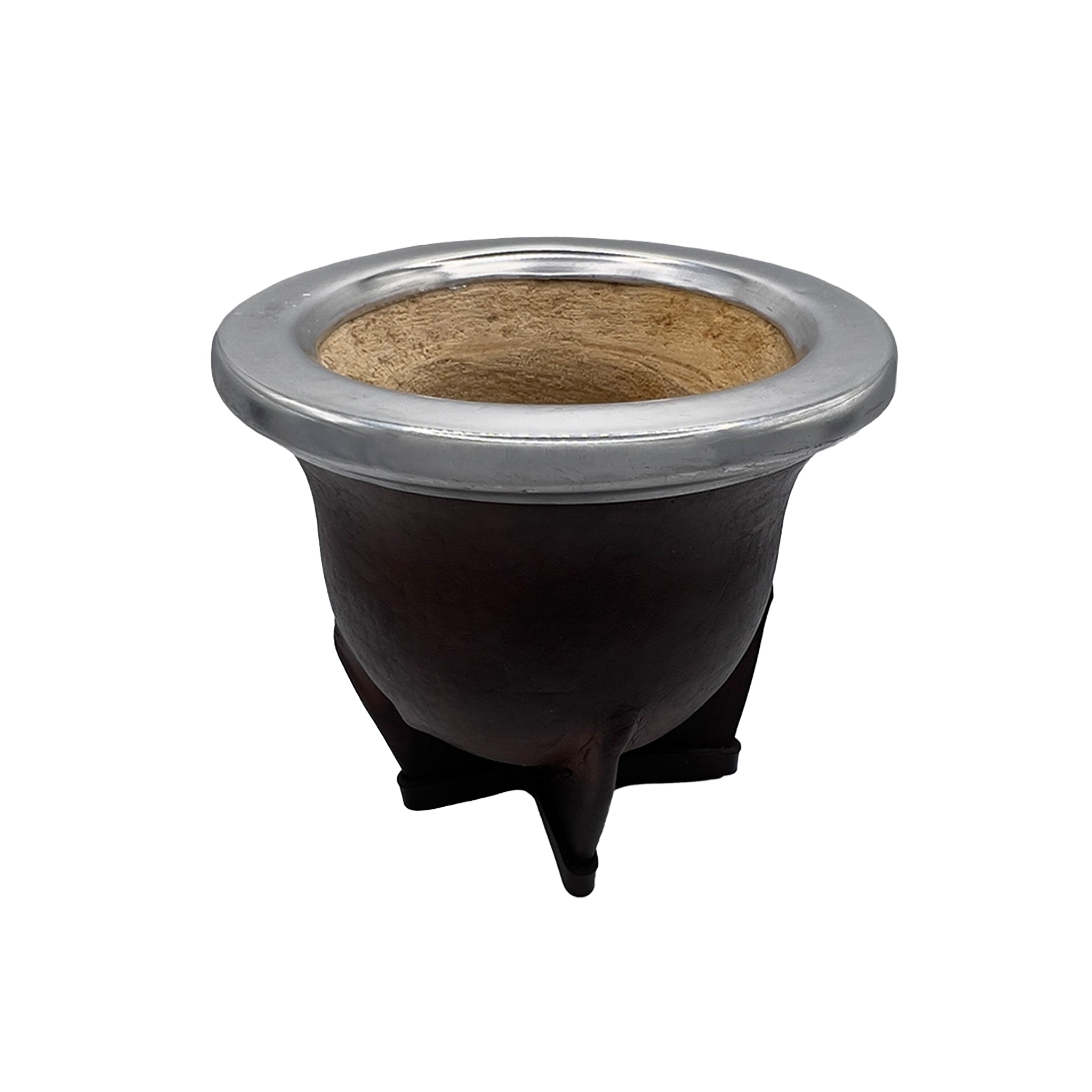 Side perspective of the Quebracho Brown Pericón gourd, showing the authentic handcrafted leather texture.