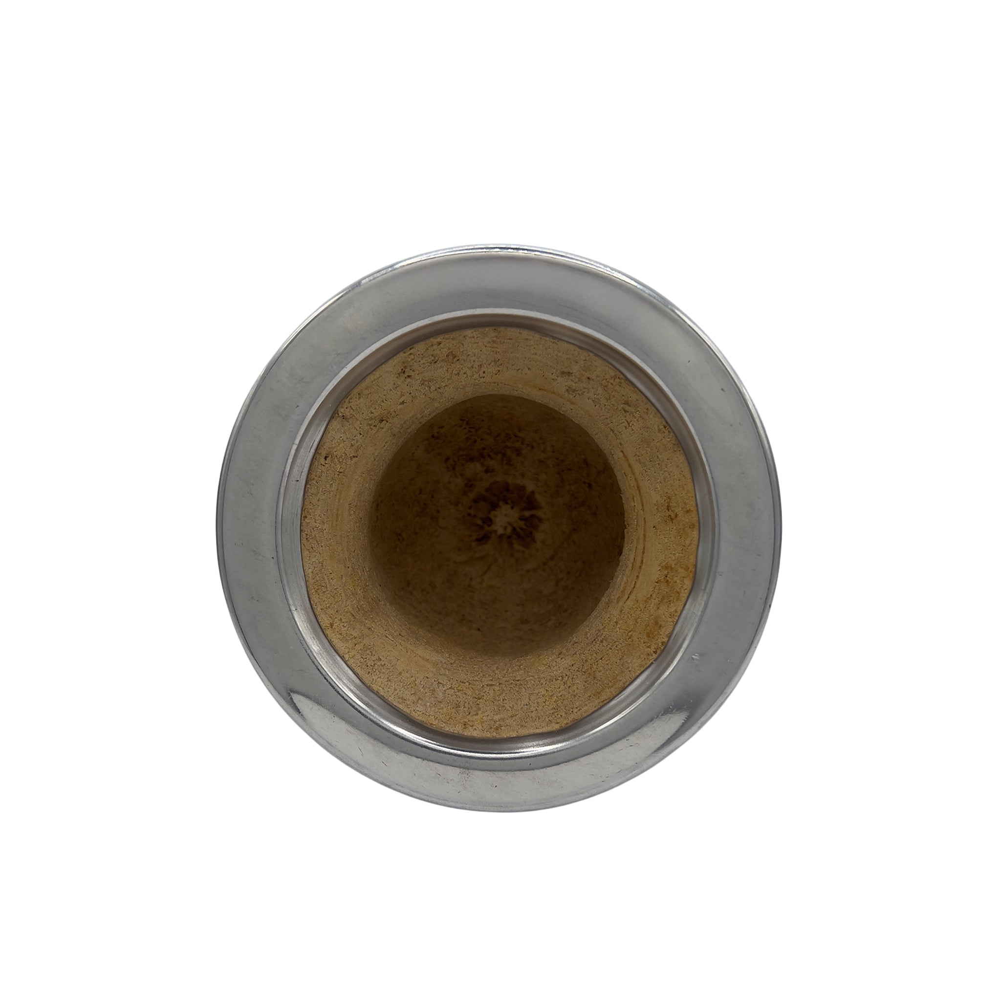 Top view of the Quebracho Brown Pericón mate highlighting the high-capacity natural gourd.