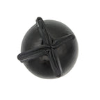 Bottom view of the shadow grey Pericón Mate Gourd, highlighting the artisan folded leather base that forms its four standing feet.