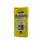 Back of Playadito Traditional pack highlighting the Cooperative Liebig heritage and the quality of its selected yerba mate leaves.