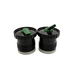 Two-pack of black & forest green Sur 360° precision mate pouring spouts, compatible replacement stoppers for Stanley Classic thermos flasks.