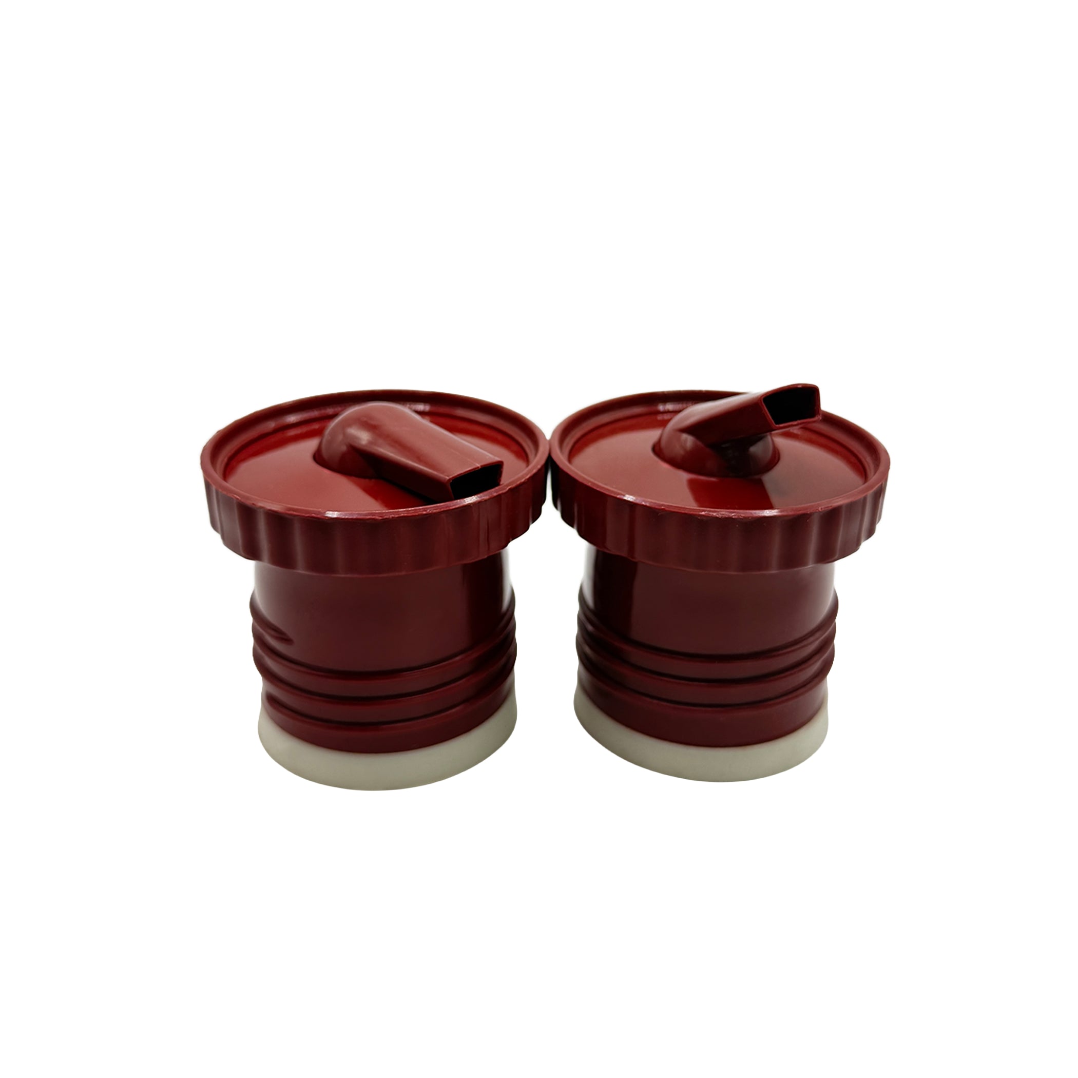 Two-pack of terracotta red Sur 360° precision mate pouring spouts, compatible replacement stoppers for Stanley Classic thermos flasks.