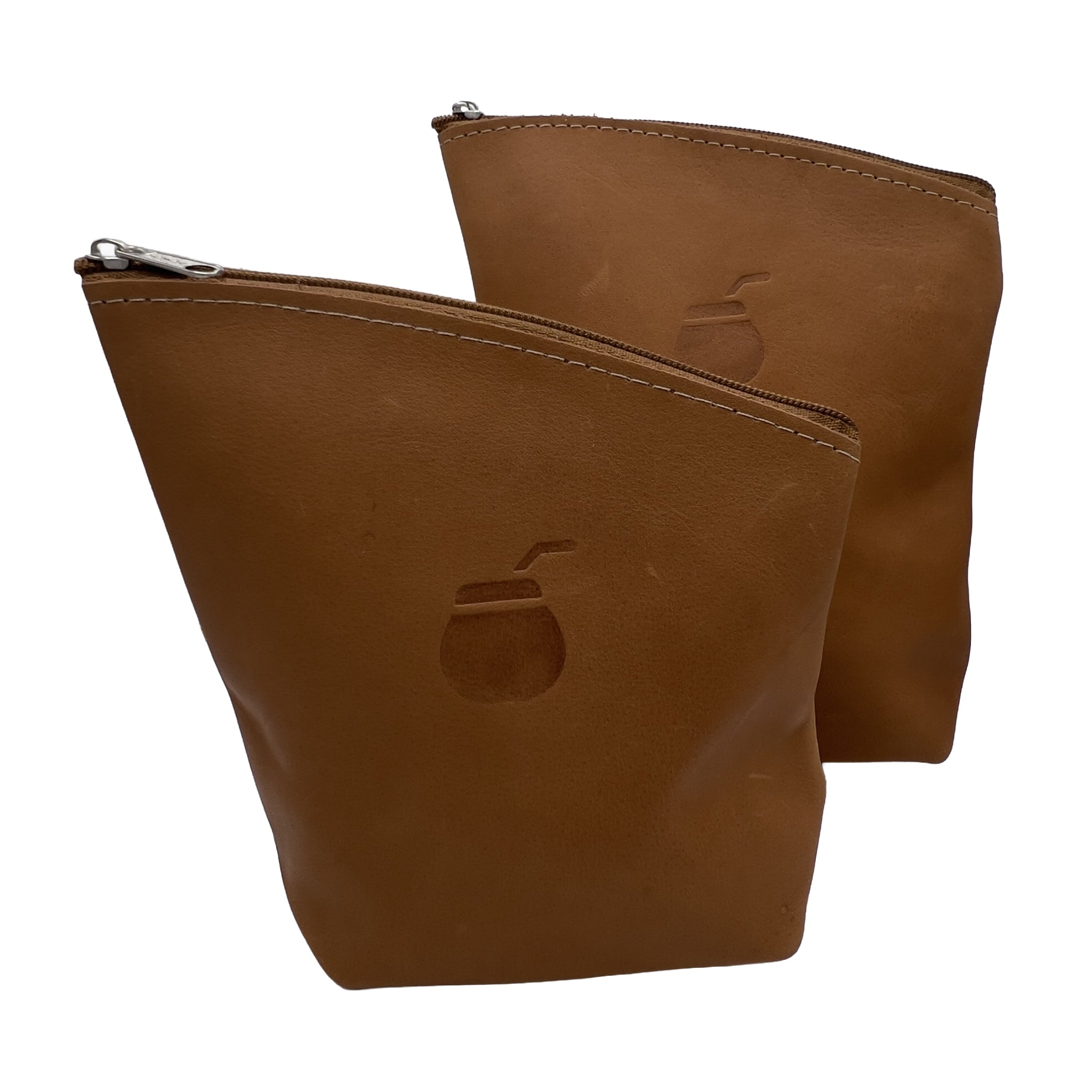 Zonda Premium Leather Yerba and Blend Set in Adobe Tan featuring two handcrafted pouches with debossed mate logo.