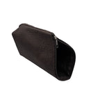 Close-up of the Caiman Brown Zonda pouch showing the high-quality zipper and moisture-resistant lining.