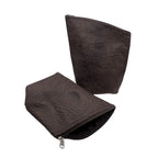 Pair of Caiman Brown leather pouches designed for yerba mate and custom herbal blends.